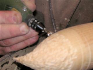 Carving with a ball burr mounted in a Dremel